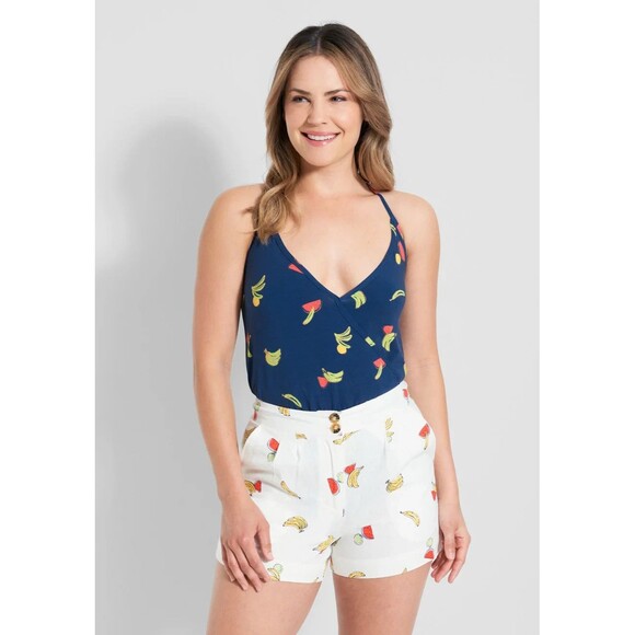 Modcloth Last Summer a DJ Saved My Life Halter Bodysuit Navy Bananas NEW 3x NWT - Picture 3 of 5